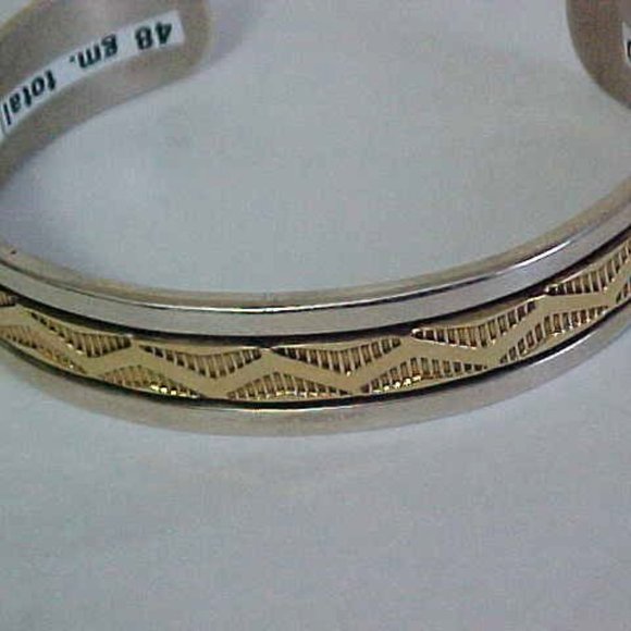 Bruce Morgan Sterling SiLVER & 14kt Gold Mens Cuff - Picture 2 of 3